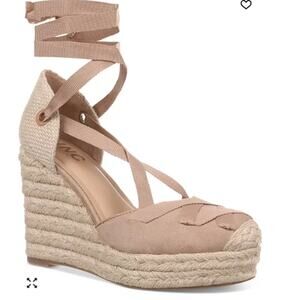 INC International Concepts Merryy Espadrille Wedges Size 8.5 Dark Almond Tan EUC